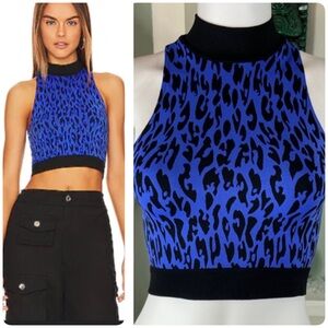 NWT New Wolford XS Dazzling Sports Bra C2C Leopard Tank Crop Top Revolve Purple